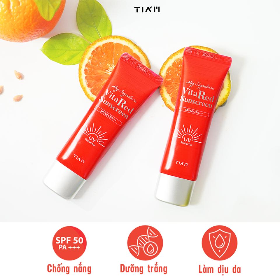 Kem chống nắng dưỡng trắng Tiam Vita Red Sunscreen SPF50+/PA+++: Kem chống nắng chân ái của bạn trong mùa hè này