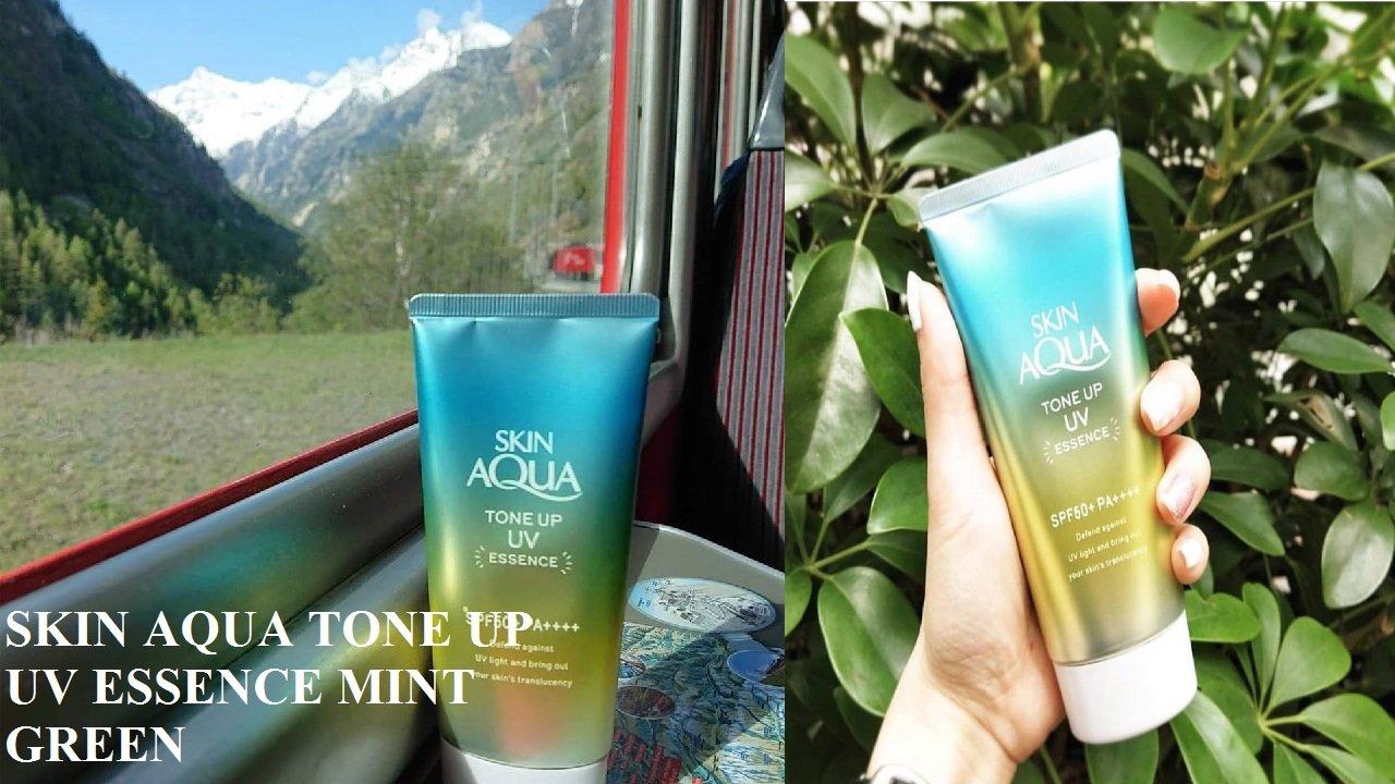 Review kem chống nắng hiệu chỉnh màu da Skin Aqua Tone Up UV Essence SPF50+ PA++++ Mint Green - BlogAnChoi