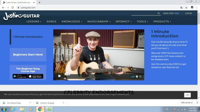 Giao diện của trang Justin Guitar (Nguồn ảnh: Internet)