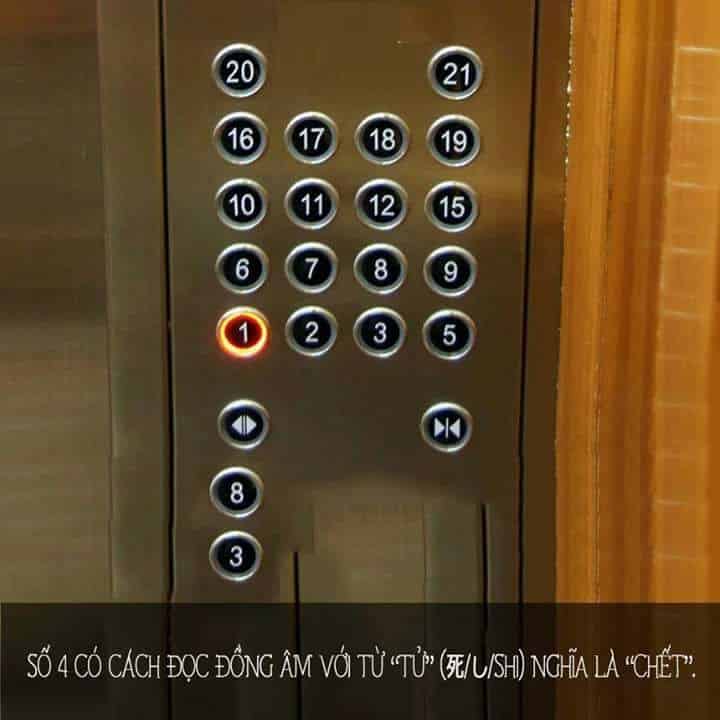 Nhiều thang máy chung cư không có số 4 và 13 (Ảnh: Internet)
