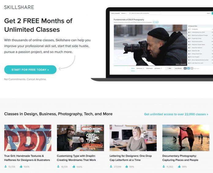 Giao diện của trang Skillshare (Nguồn ảnh: Internet)