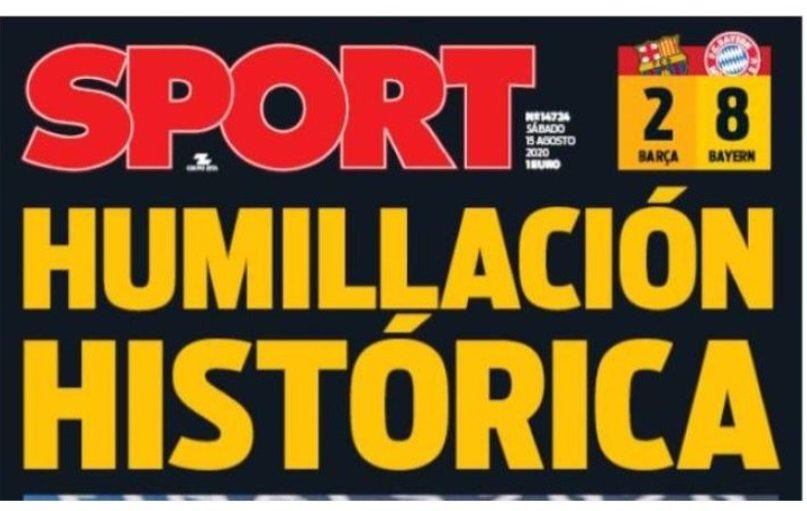 Dòng tiêu đề "Sự ô nhục nhất lịch sử" được tờ Marca dành cho Barcelona.