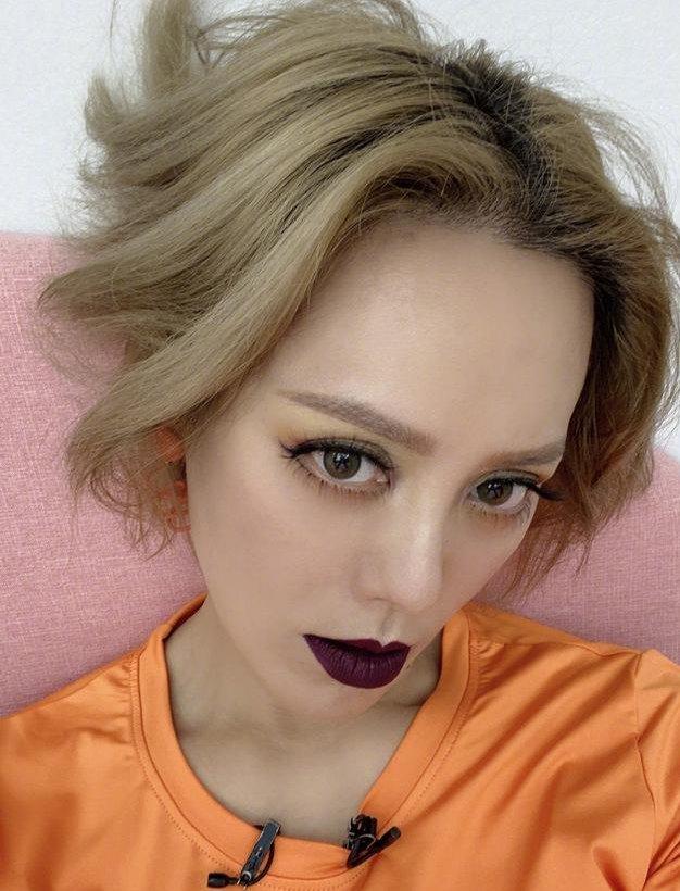 Hay son tím màu cà kết hợp với phấn mắt vàng chanh. (Ảnh: Internet)