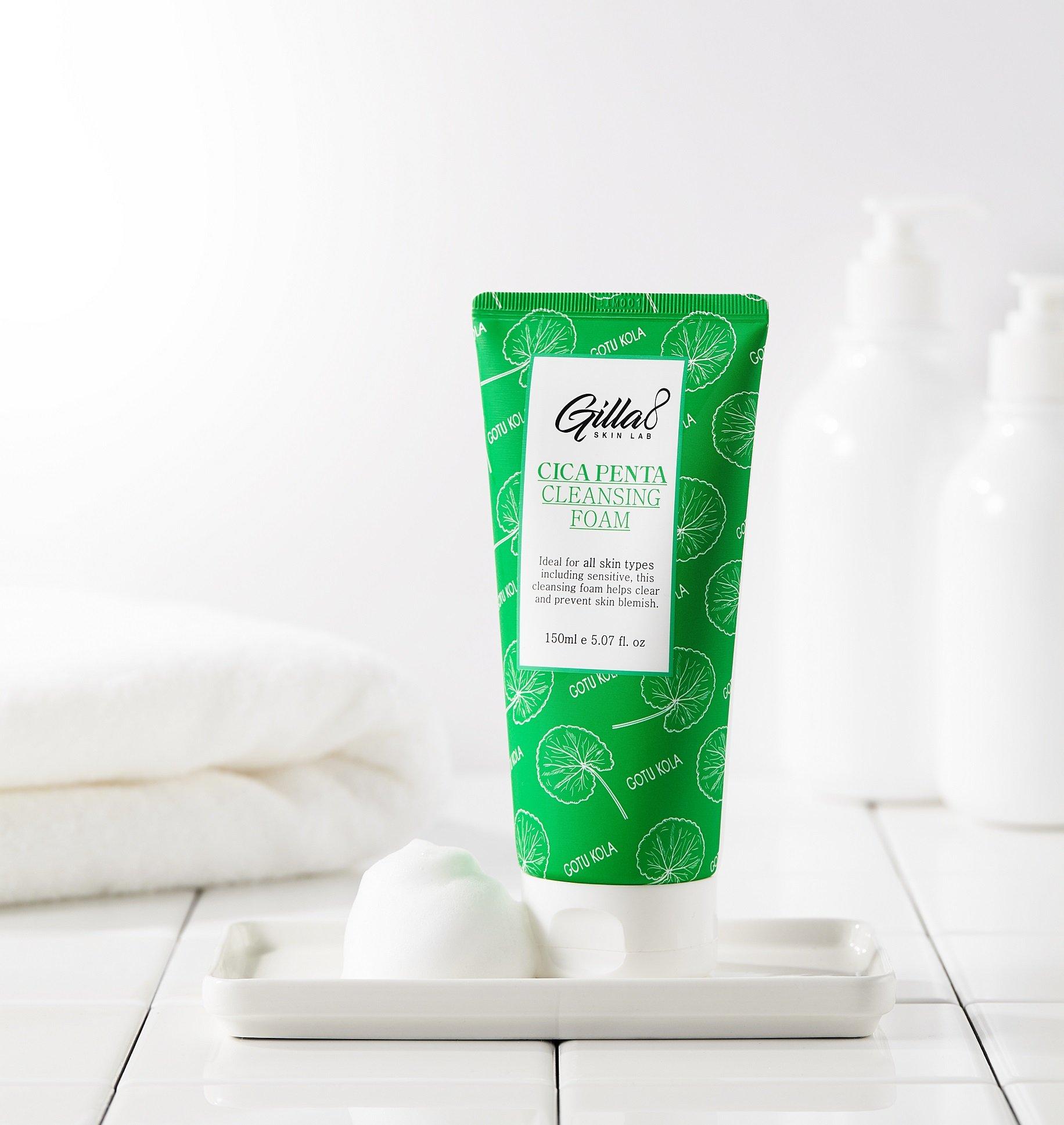 Sữa rửa mặt rau má Gilla8 giúp ngăn ngừa mụn, đồng thời cũng tăng cường thêm độ ẩm cho làn da (Nguồn: Internet).