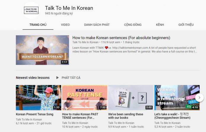 Kênh YouTube Talk To Me In Korean (Ảnh: YouTube)