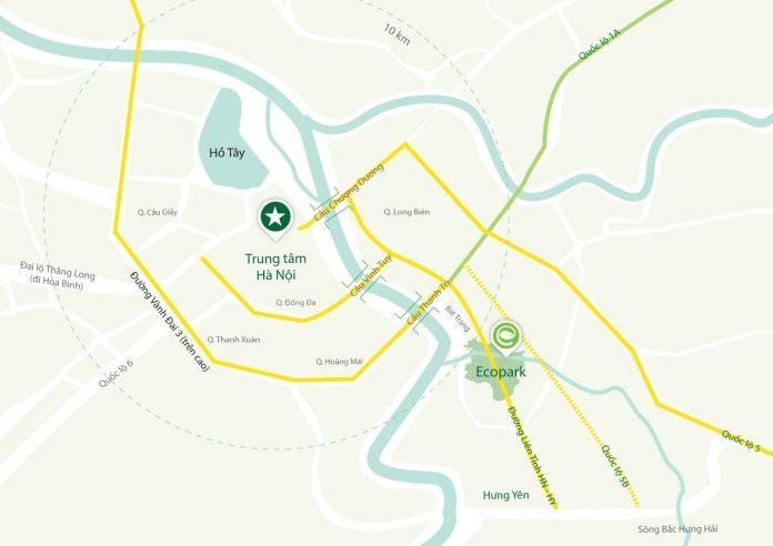 Vị trí dự án đô thị Ecopark (Ảnh: Internet)