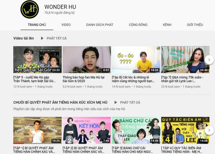 Kênh YouTube WONDER HU (Ảnh: YouTube)