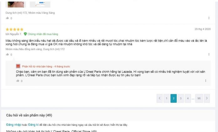 Đánh giá của khách hàng trên Lazada. (nguồn: BlogAnChoi)