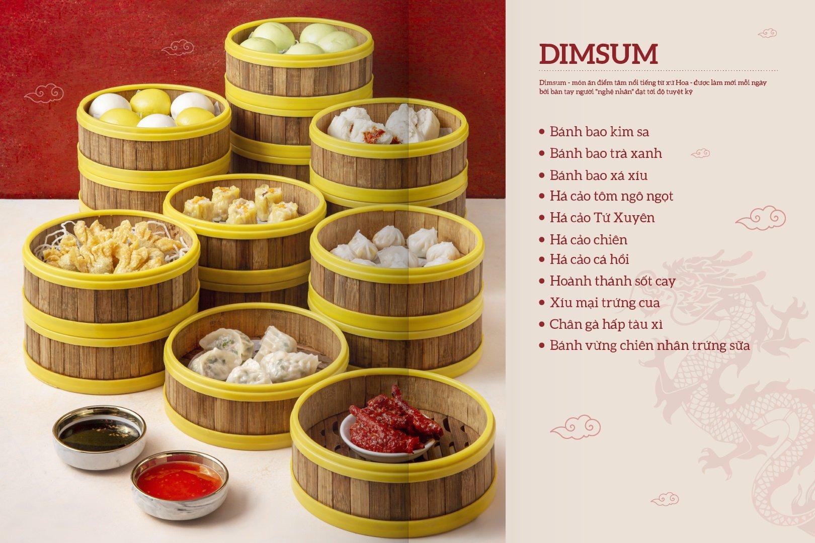 Menu Dimsum cực kì hấp dẫn tại nhà hàng Cửu Vân Long (ảnh: Internet)