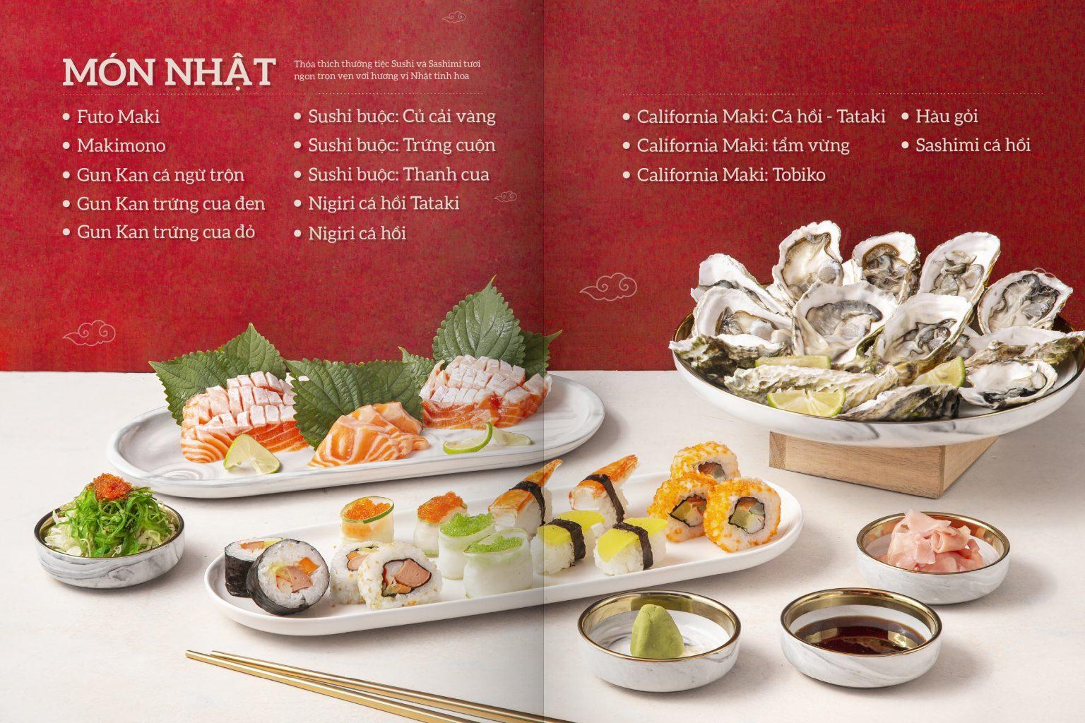 Menu món Nhật tại nhà hàng vô cùng đa dạng (ảnh: Internet)