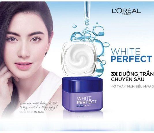 review kem duong trang da ban dem loreal white perfect night cream
