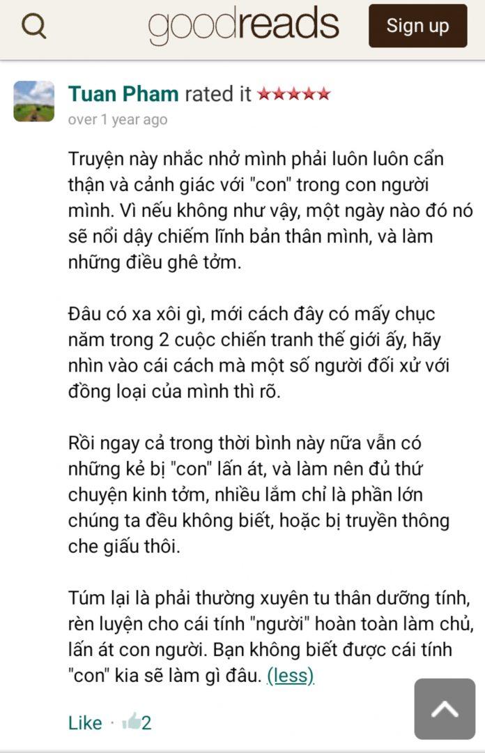 Một độc giả chia sẻ bài học rút ra từ Chúa Ruồi. (Ảnh: BlogAnChoi)