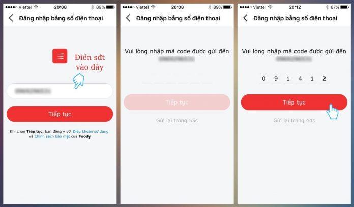 Điền số điện thoại và nhập mã code để hoàn tất quá trình đăng nhập. (Ảnh: BlogAnChoi)