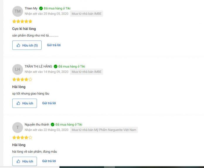 Đánh giá về sản phẩm của khách hàng trên trang Tiki (ảnh: BlogAnChoi).