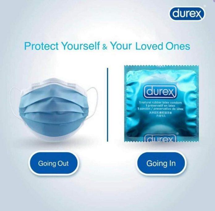 Durex khuyến cáo người dân bảo vệ bản thân trong đại dịch Covid-19. (Ảnh: Internet)