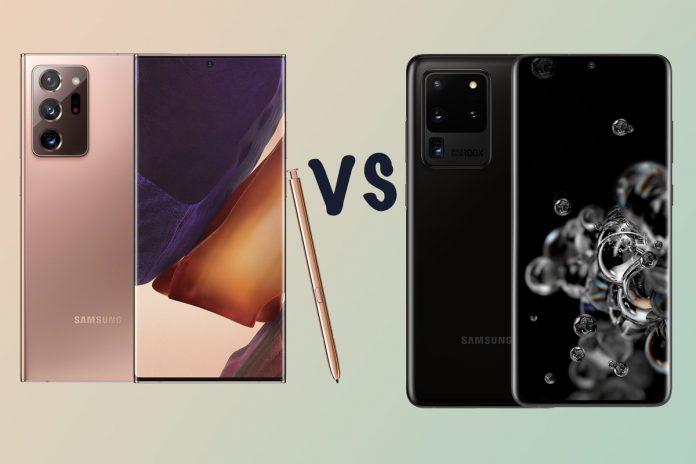 Galaxy Note 20 Ultra (trái) và Galaxy S20 Ultra (phải) là hai thiết bị đầu bảng của Samsung hiện tại. (Nguồn: Internet)