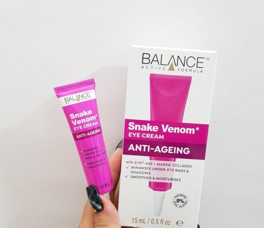 Bao bì của Balance Active Formula Snake Venom Eye Cream sử dụng tông hồng bắt mắt (Ảnh Internet)