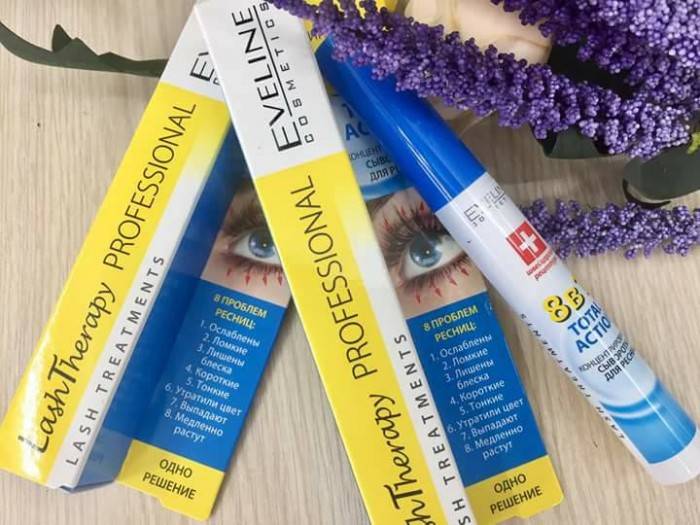 Dưỡng mi Eveline với thiết kế bằng nhựa với hai tông màu trắng, xanh chủ đạo hài hòa. ( Nguồn: internet.)