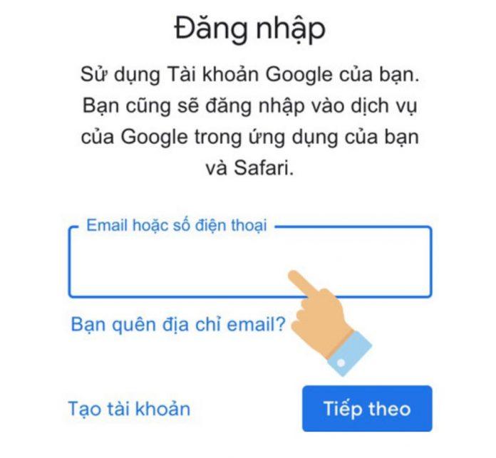 Nhập Email. (Ảnh: Internet)