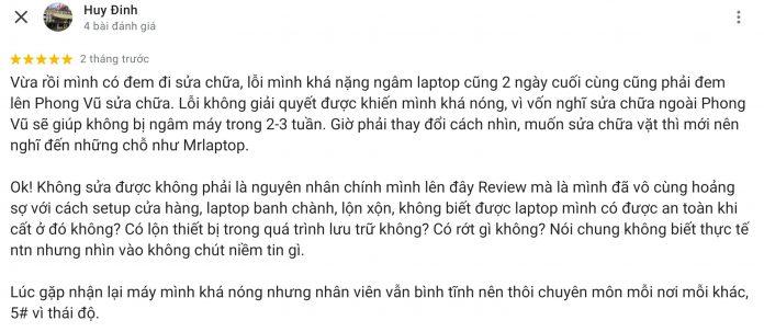 Đánh giá của khách hàng về Mr Laptop. (Ảnh: Internet)