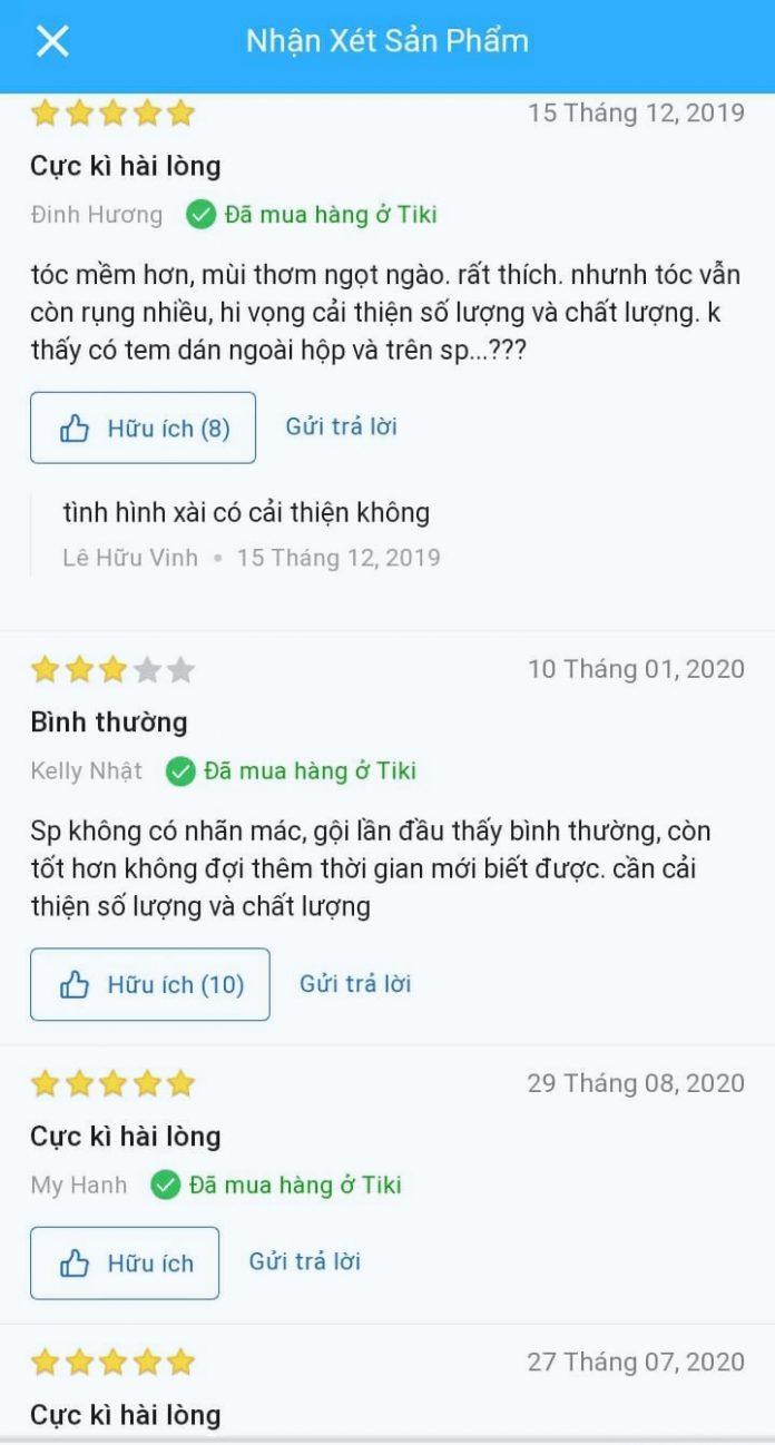Phản hồi của khách hàng trên Tiki (ảnh: BlogAnChoi)