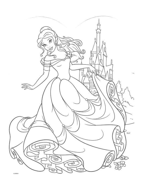 Tranh tô màu công chúa Belle cho bé gái. (Ảnh: Internet)
