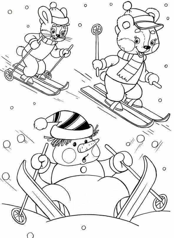Tranh tô màu trượt tuyết cho bé trai. (Ảnh: Internet)