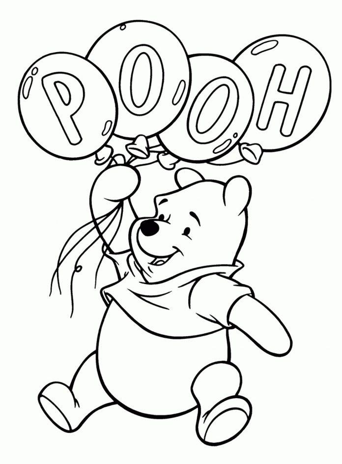 Tranh tô màu gấu Pooh cho bé trai. (Ảnh: Internet)