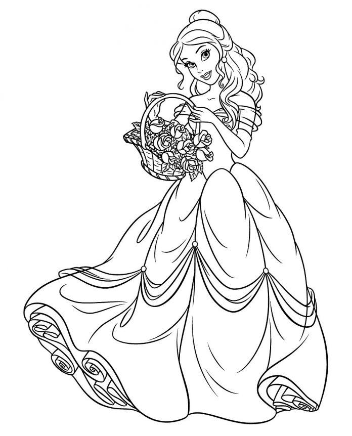 Tranh tô màu công chúa Belle (Ảnh: Internet)