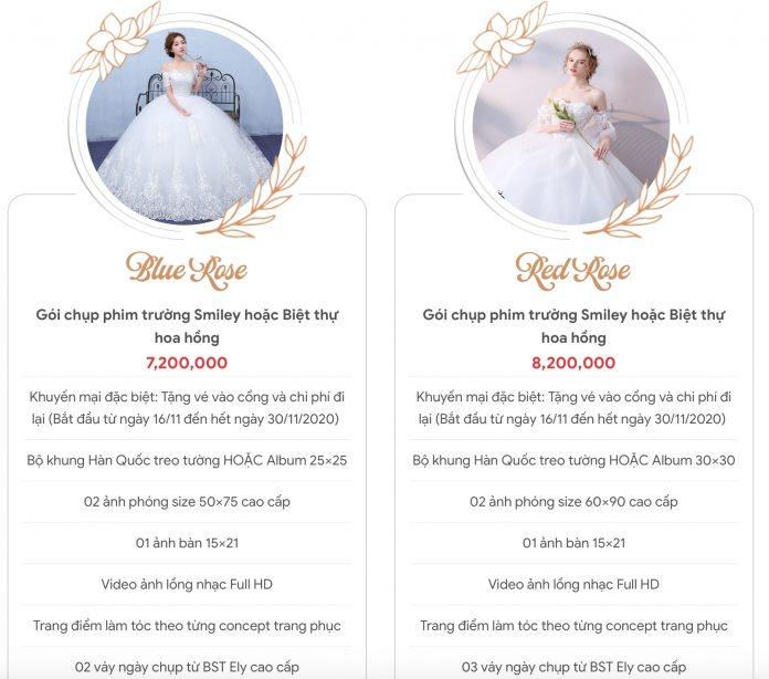 Bảng giá của Ely Wedding Studio (Ảnh BlogAnChoi)