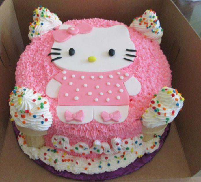Chiếc bánh sinh nhật in hình mèo Hello Kitty cực xinh (Ảnh: internet)