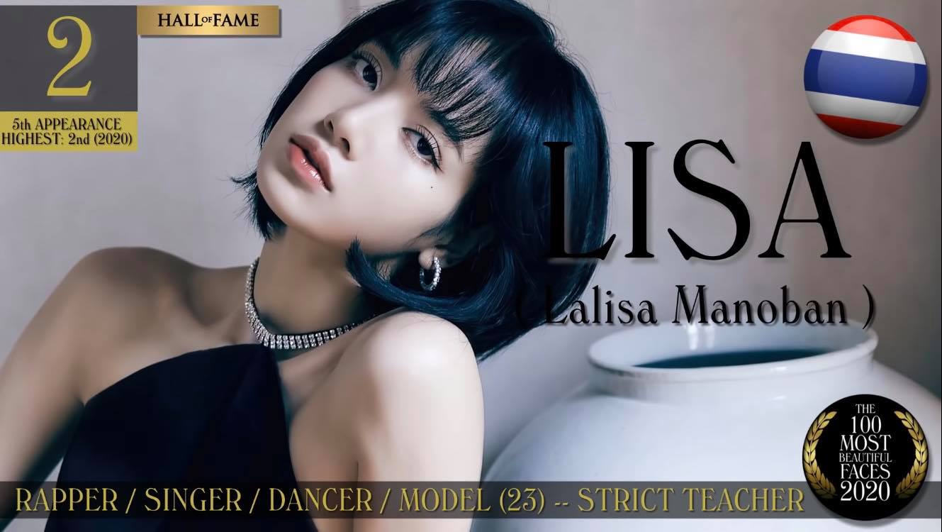 Lisa giành được vị trí thứ 2 “Top 100 gương mặt xinh đẹp nhất thế giới 2020” (Ảnh: TC Candler)