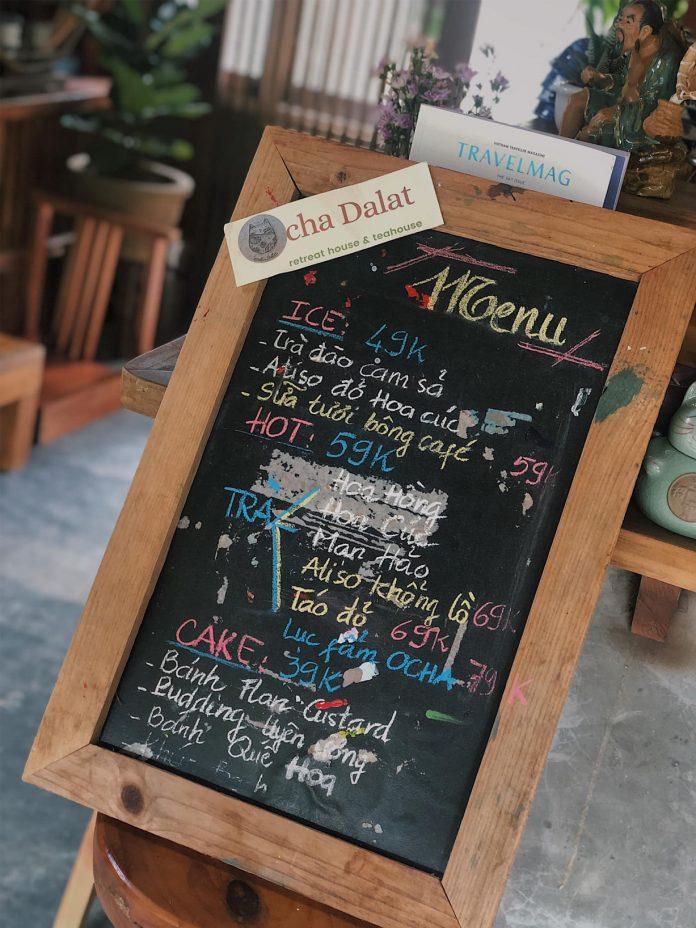 Menu tại Ocha Tea House (Nguồn: Facebook Ocha Đà Lạt)