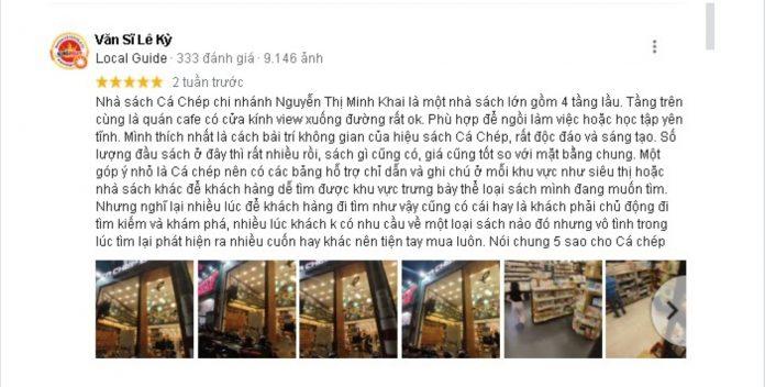 Đánh giá của khách hàng về Nhà sách Cá Chép. (Nguồn: BlogAnChoi)