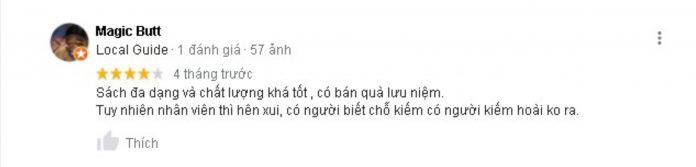 Đánh giá của khách hàng về Nhà sách Nguyễn Huệ (Nguồn: BlogAnChoi)