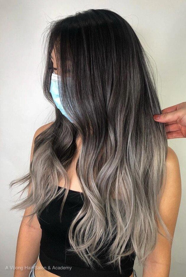 Mẫu tóc nhuộm tại Salon A Vòong.