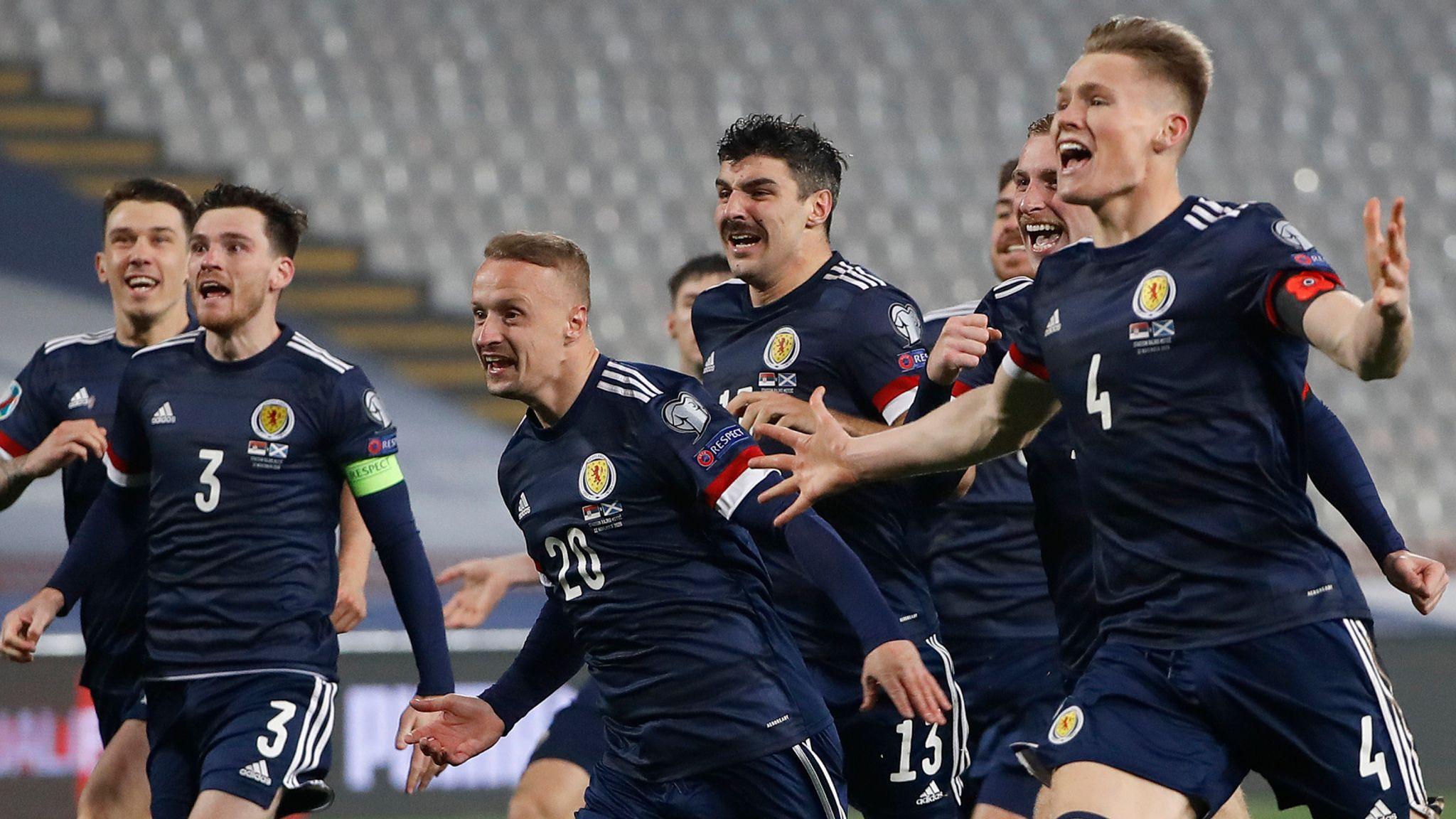Niềm vui của các cầu thủ Scotland khi được tham dự EURO 2020 (Ảnh: Internet)