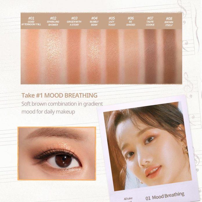 Swatch trên tay các màu bảng phấn mắt Peripera All Take Mood Palette - Màu #01 Mood Breathing. (Nguồn: Internet) Swatch trên tay các màu bảng phấn mắt Peripera All Take Mood Palette - Màu #01 Mood Breathing. (Nguồn: Internet)