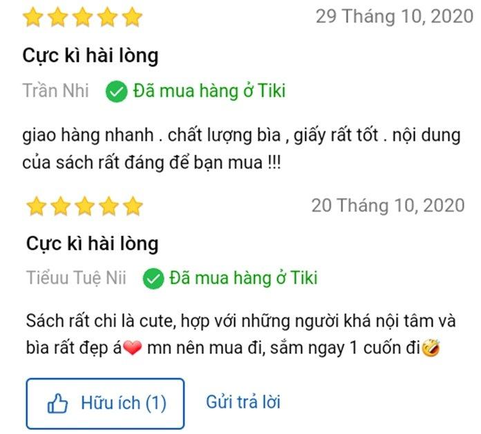 Đánh giá của độc giả Trần Nhi và Tiểuu Tuệ Nii trên Tiki (Nguồn: BlogAnChoi)