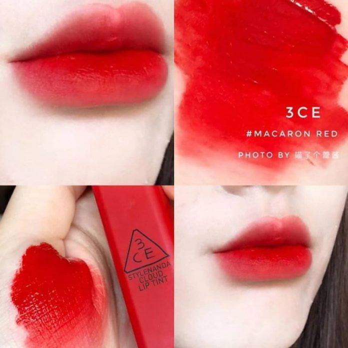 Màu Macaron Red của son 3CE Cloud Lip Tint có một tông đỏ tươi phù hợp với mùa lễ hội (Nguồn: Internet).