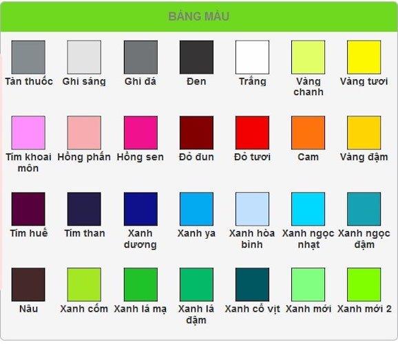 Bảng màu của Đồng phục Viet Style (Ảnh BlogAnChoi)