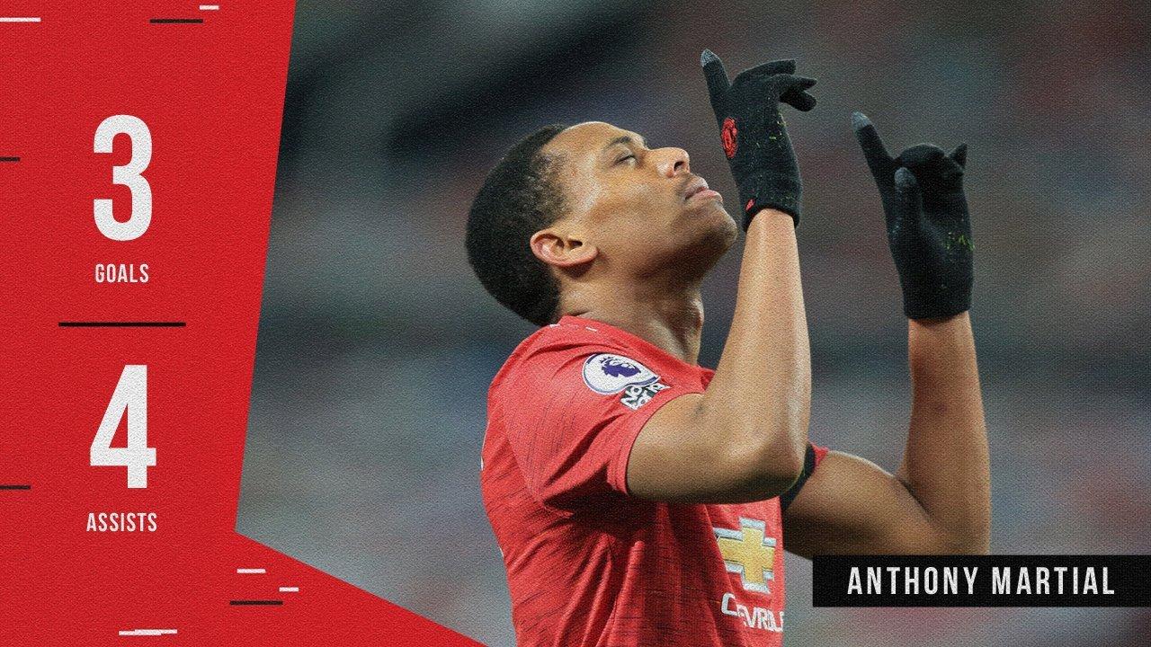 Anthony Martial có 3 bàn, 4 kiến tạo trong 6 trận gần nhất (ảnh: Internet).