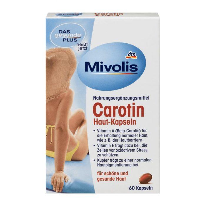 Viên uống chống nắng Mivolis Caroti chứa các Vitamin có lợi cho da (Nguồn: Internet)