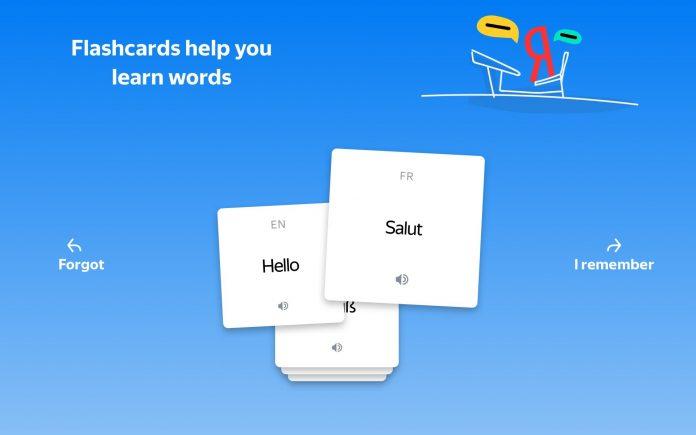 Yandex Translate hỗ trợ tính năng Fashcard giúp người dùng có thể học và ghi nhớ từ ngữ. (Nguồn: Internet)