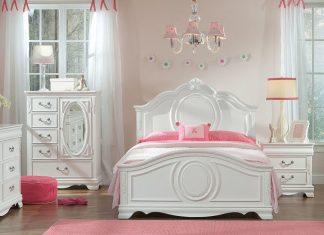 Giường ngủ bé gái với tông màu trắng hồng hiện đại (Nguồn: Internet)