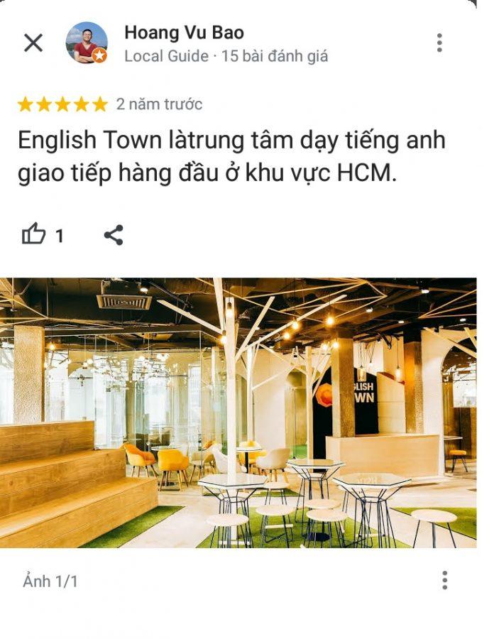 Đánh giá của học viên về trung tâm Anh ngữ English Town (ảnh: BlogAnChoi)