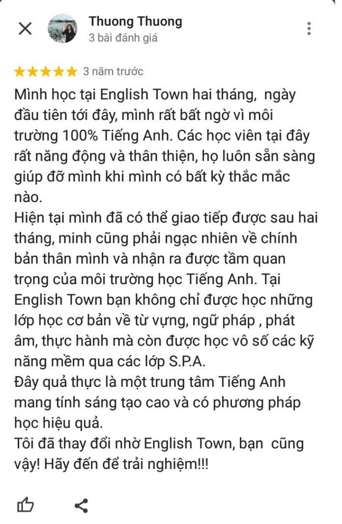 Đánh giá của học viên về trung tâm Anh ngữ English Town (ảnh: BlogAnChoi)