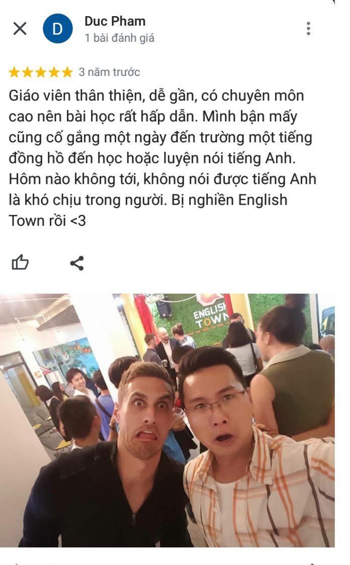 Đánh giá của học viên về trung tâm Anh ngữ English Town (ảnh: BlogAnChoi)