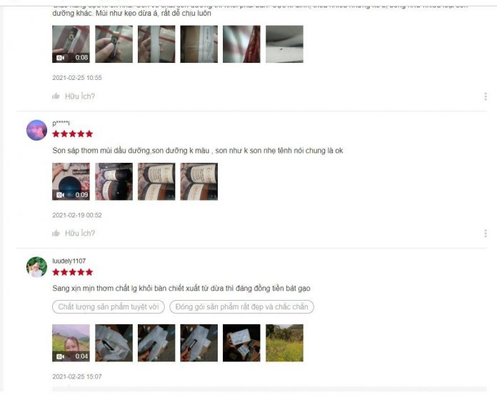 Đánh giá rất tích cực của khách hàng về son dưỡng môi Cocoon (nguồn: BlogAnChoi)