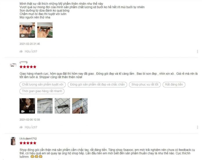 Đánh giá rất tích cực của khách hàng về son dưỡng môi Cocoon (nguồn: BlogAnChoi)